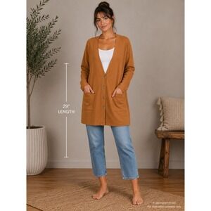 Vintage Juice Oversized Cardigan Brown Button Front Pocket Sweater Medium 0345